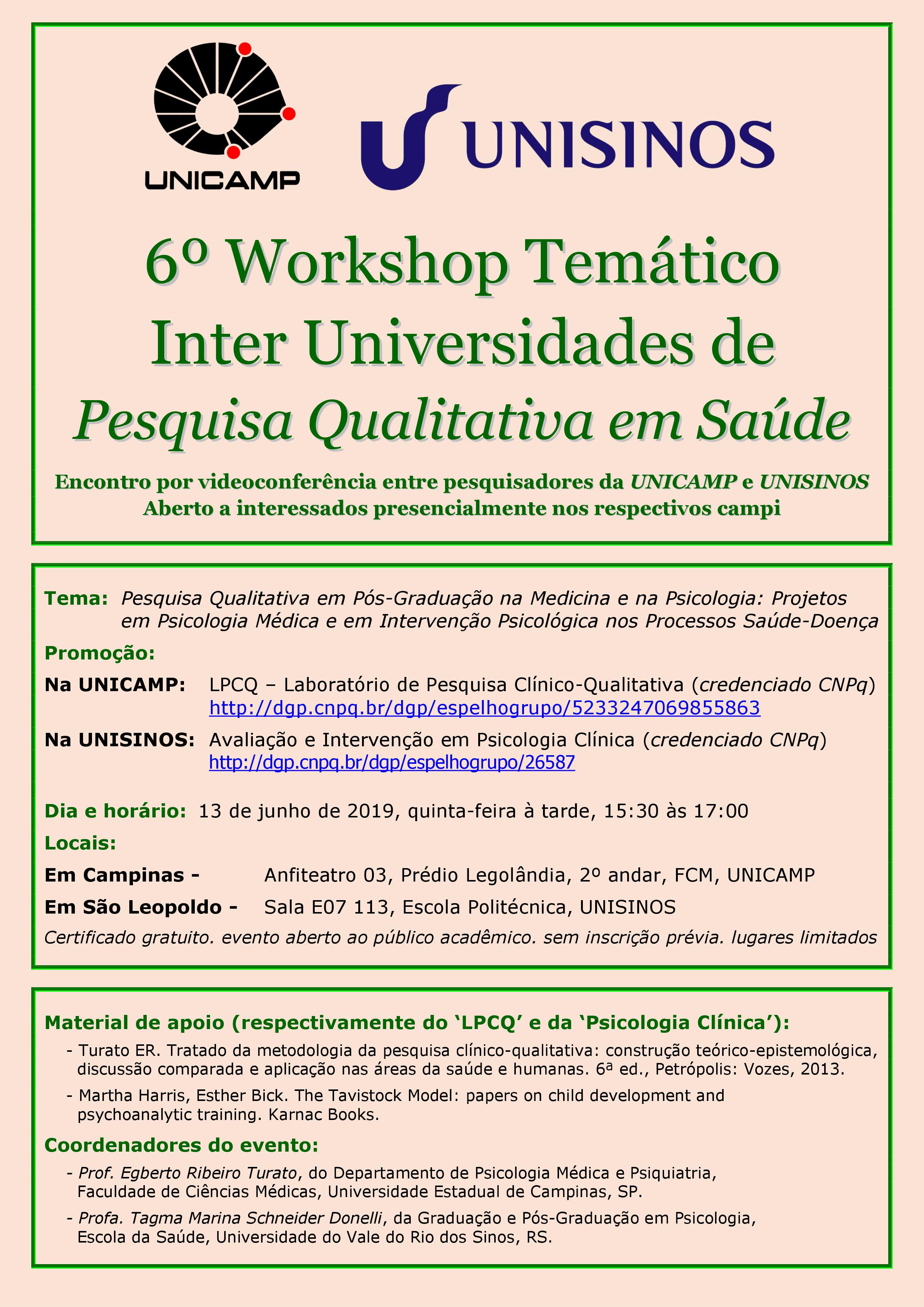 6° Workshop Temático Inter Universidade de Pesquisa Qualitativa em Saúde 