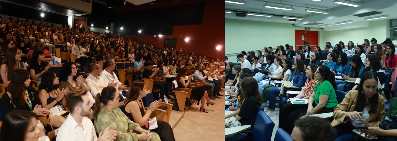 Foto de aproximadamente 520 participantes do evento na platéia do auditório.