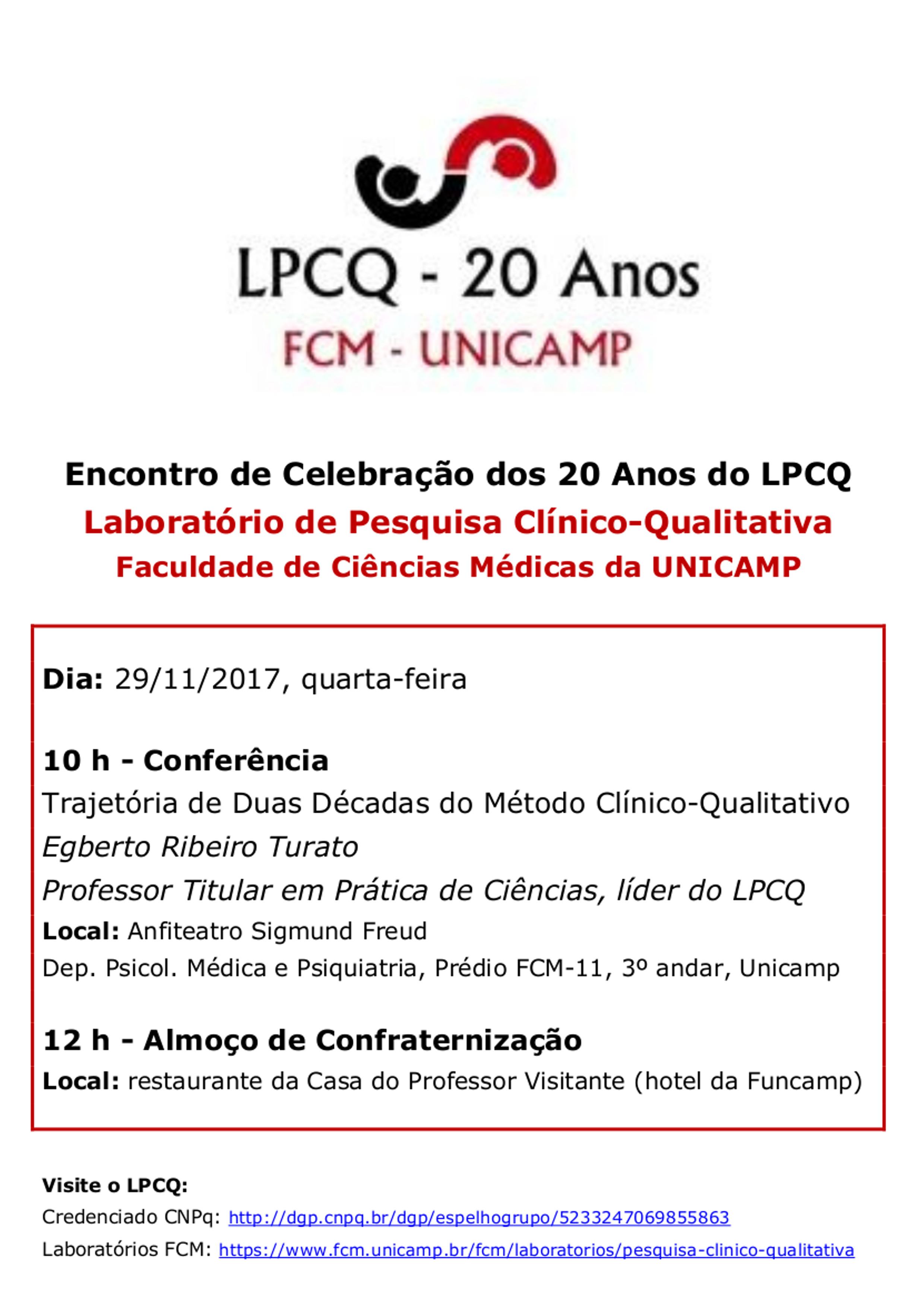 Encontro de Celebração dos 20 Anos do LPCQ