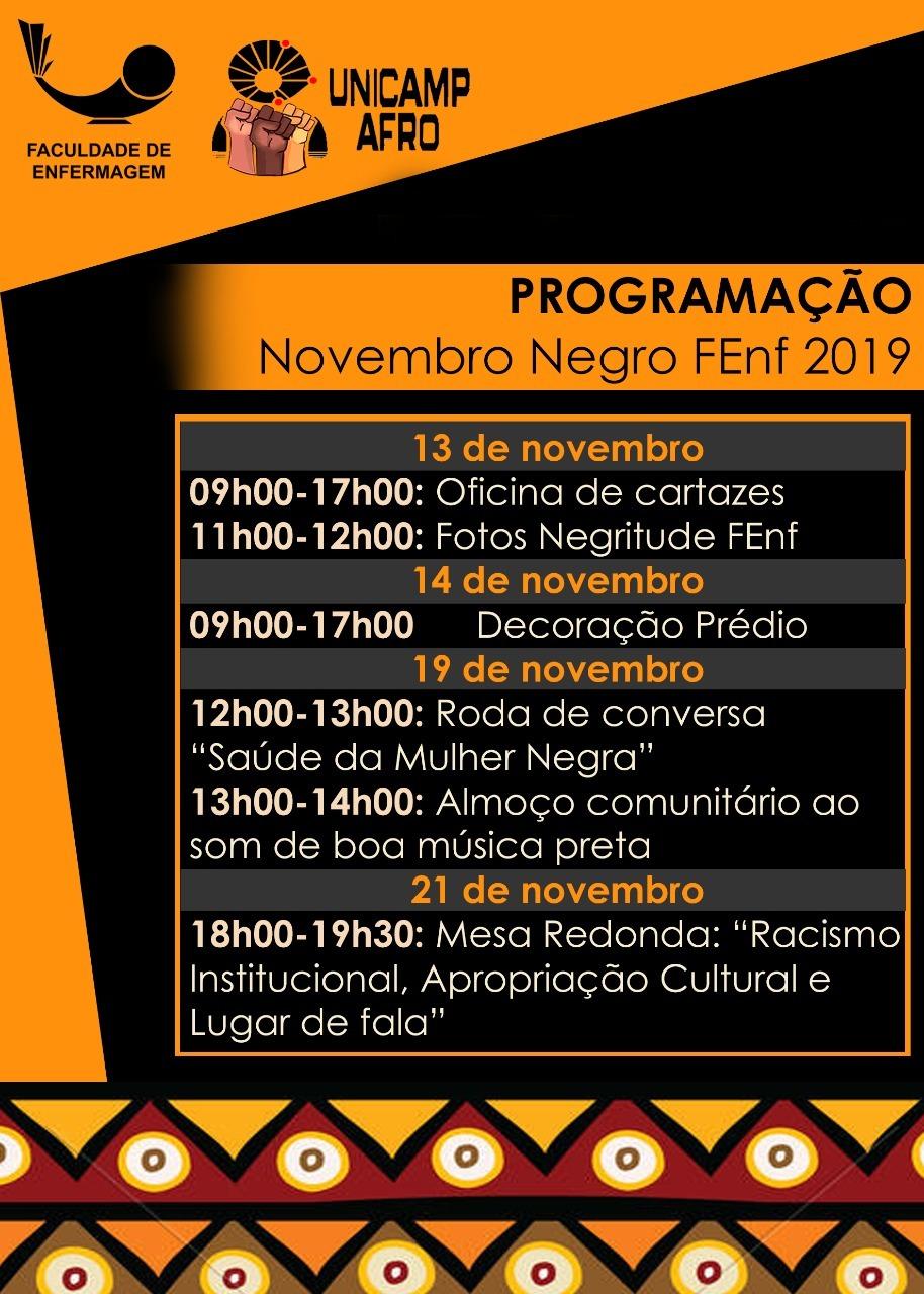 Novembro Negro FEnf 2019 - Dias 13, 14, 19 e 21/11