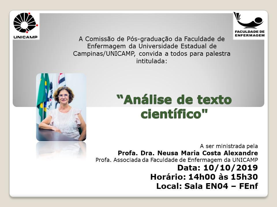 Palestra "Análise de texto Científico"